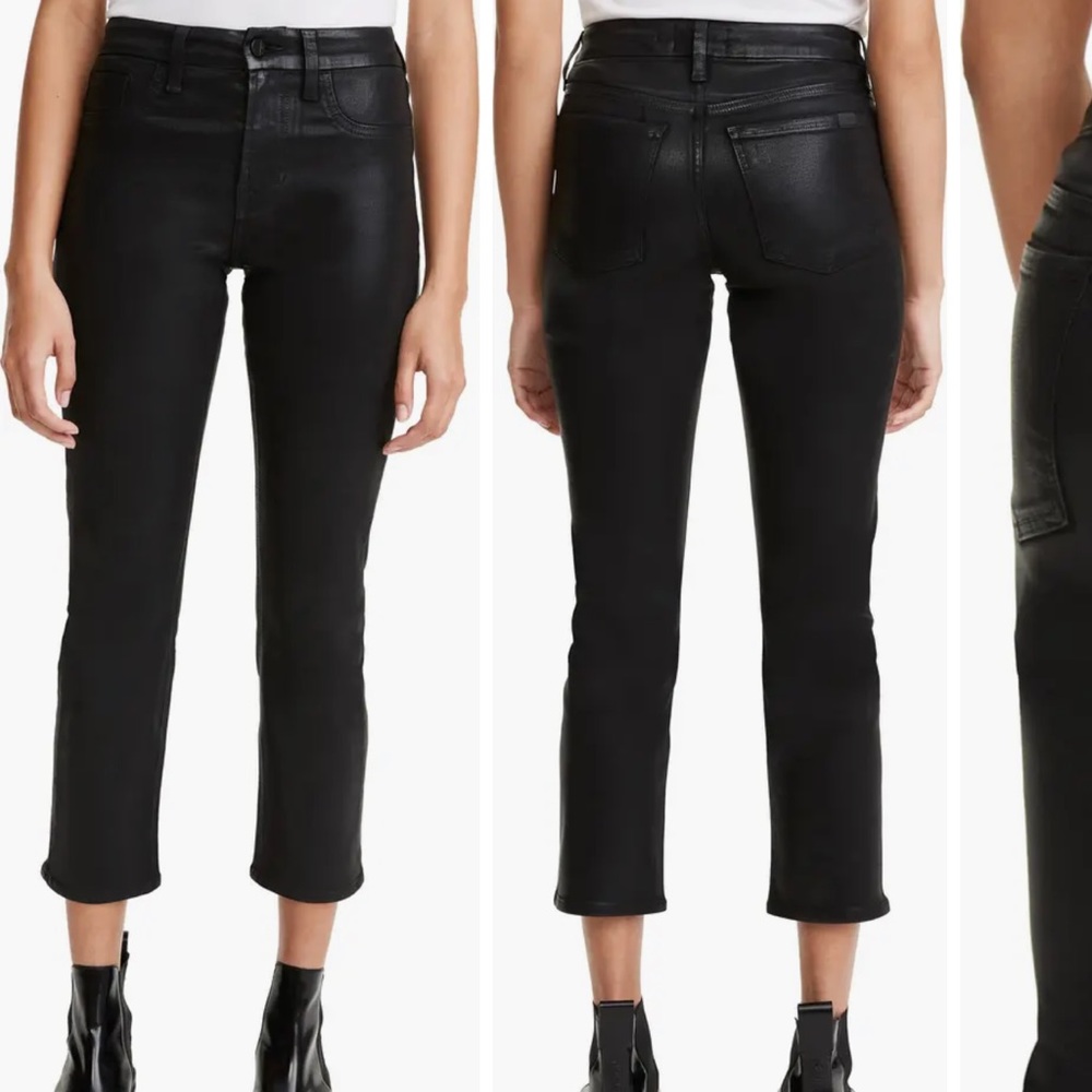 Jen 7 By 7 For All Mankind Coated Ankle Straight Leg Jeans.